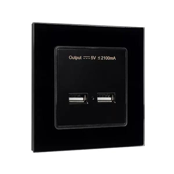DOUBLE USB SOCKET GLASS FRAME BLACK Ajánlat