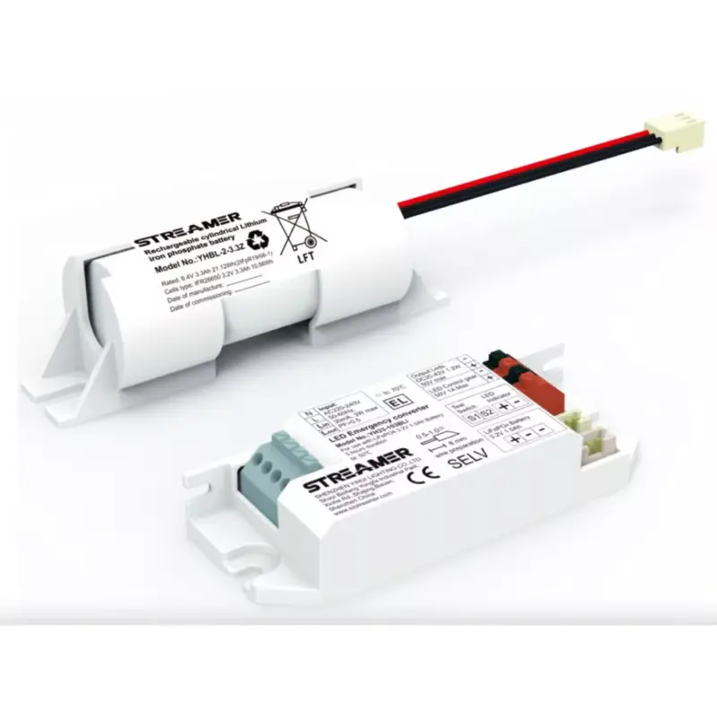 Vészvilágítás meghajtó , inverter , AC220-240V, DC20-42V , 1W , 3 órás készenlét idő , kézi teszt funkció , STREAMER Outlet