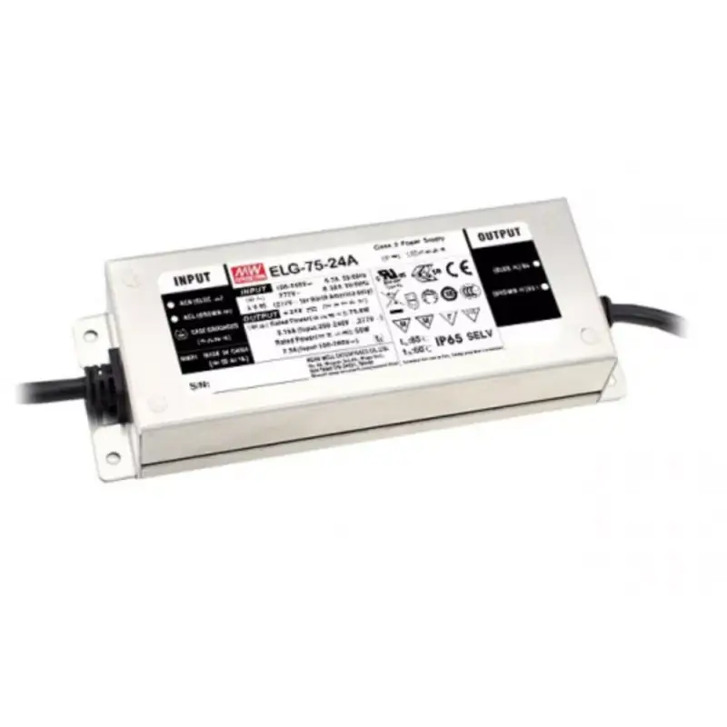 LED tápegység , Mean Well , ELG-75-24B , 24 Volt , 75 Watt , 0-10V szabályozható , dimmelhető , IP65 Kihagyhatatlan ajánlat