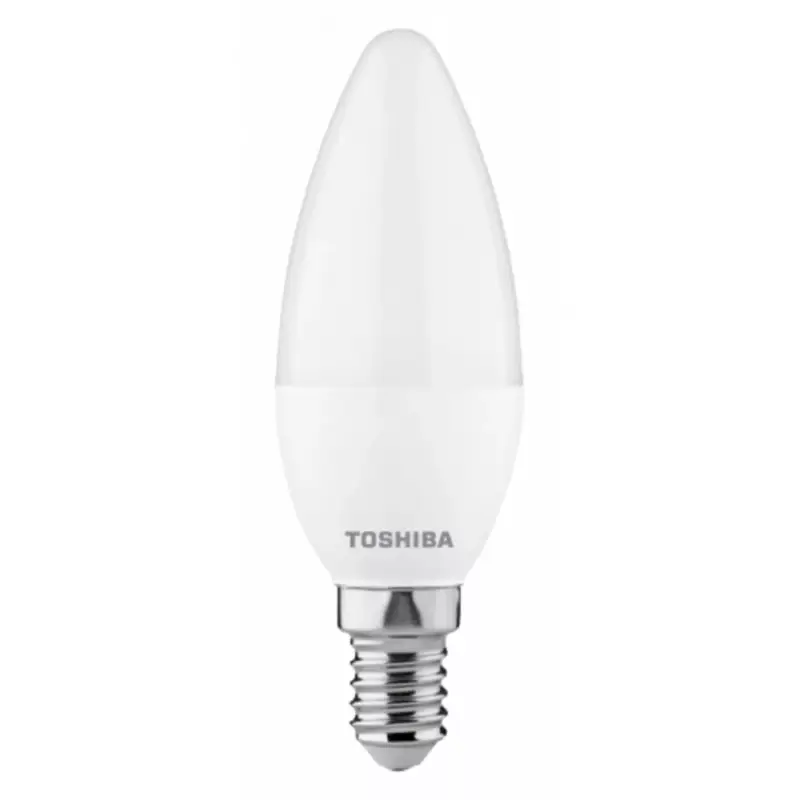 Azonnali szállítás LED lámpa , égő , gyertya , E14 foglalat , 5 Watt , 220° , természetes fehér , dimmelhető , TOSHIBA , 5 év garancia