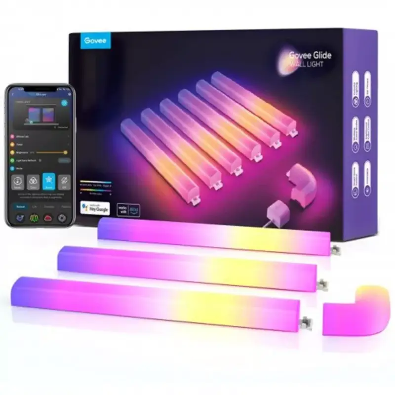 Alacsony ár Digitális LED falvilágítás , RGB + IC (digitális) , 4 egyenes + 1 sarokelem , Wi-Fi & Bluetooth , GOVEE
