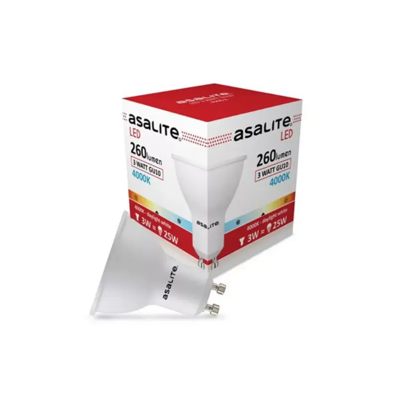 Árengedmény Asalite LED Izzó GU10 spot 3W 4000K (260 lumen)