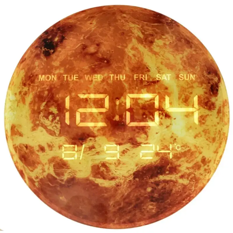 Bestseller Planet Mars falióra LED kijelzővel, 32 cm, narancssárga