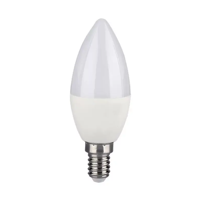 Szuper ajánlat LED izzó SMART gyertya alakú E14 RF RGB, 4,8w, 4000K, természetes fehér, 470lm, 180°, fehér, CRI>80, dimmelhető, V-TAC, 2929