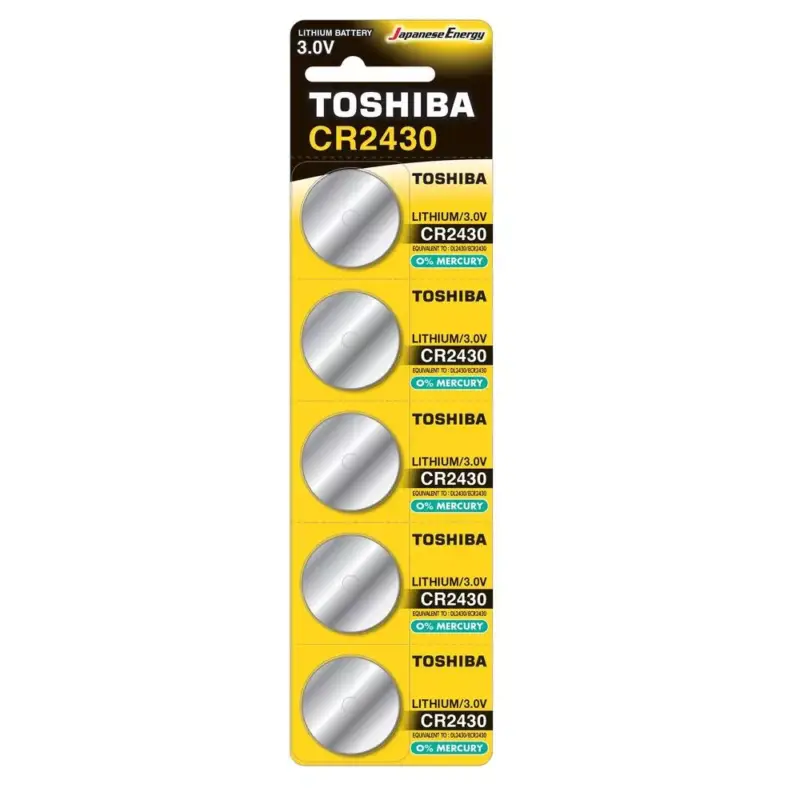 Lítium gombelem, CR2430, 3V, 5 db-os csomag, TOSHIBA, 00167261 Azonnali szállítás