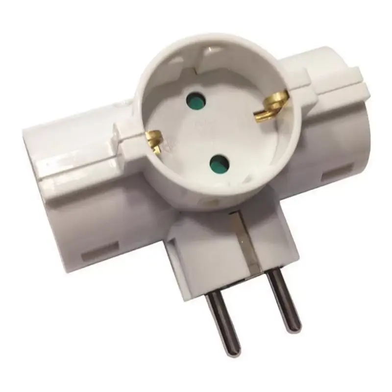 Kiárusítás Földelt hálózati 3-as T- dugaljzat 90° 16A 220-240V, Eurolamp, 889746