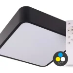 Azonnal elérhető SMART TUYA Fekete LED mennyezeti szögletes lámpa 400x400mm 36W CCT távirányítóval