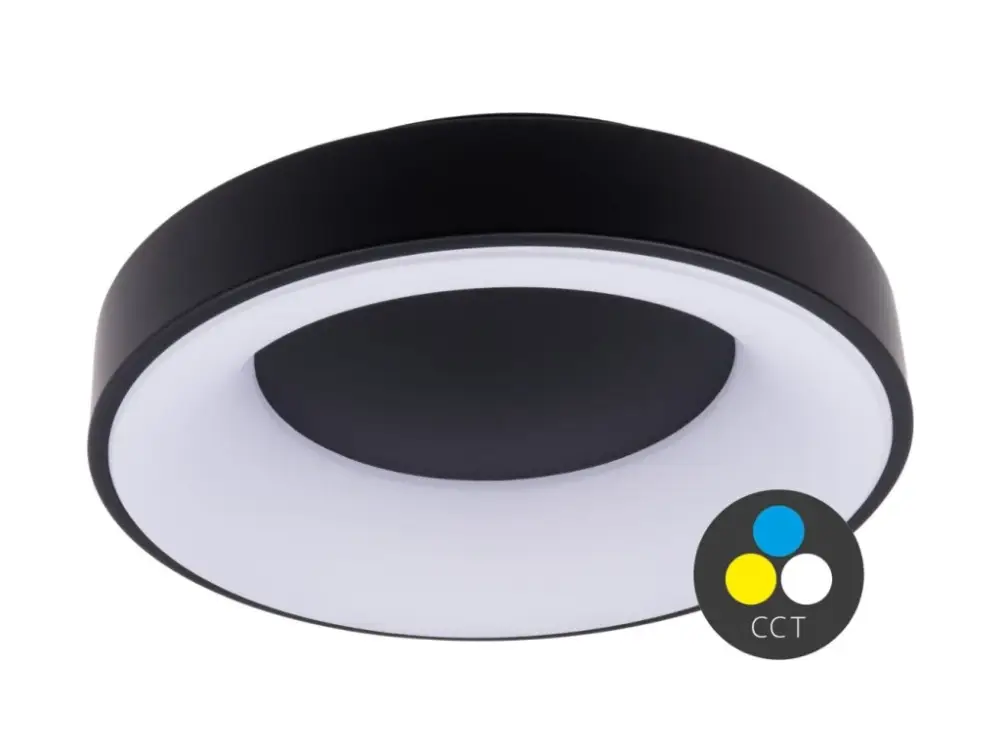 Fekete mennyezeti LED-lámpa, gömbölyű, 380mm, 32W, CCT Ne maradj le