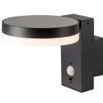 Fekete LED kör alakú napelemes fali lámpa mozgásérzékelővel 5,5W IP54 Kedvezmény