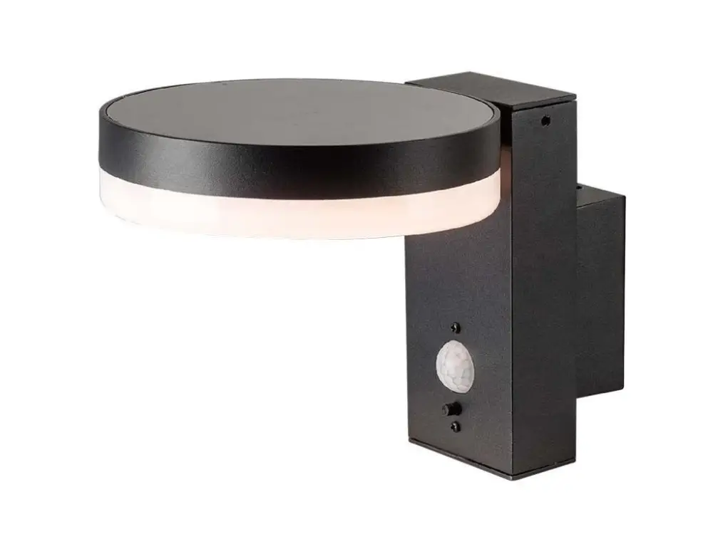Fekete LED kör alakú napelemes fali lámpa mozgásérzékelővel 5,5W IP54 Kedvezmény