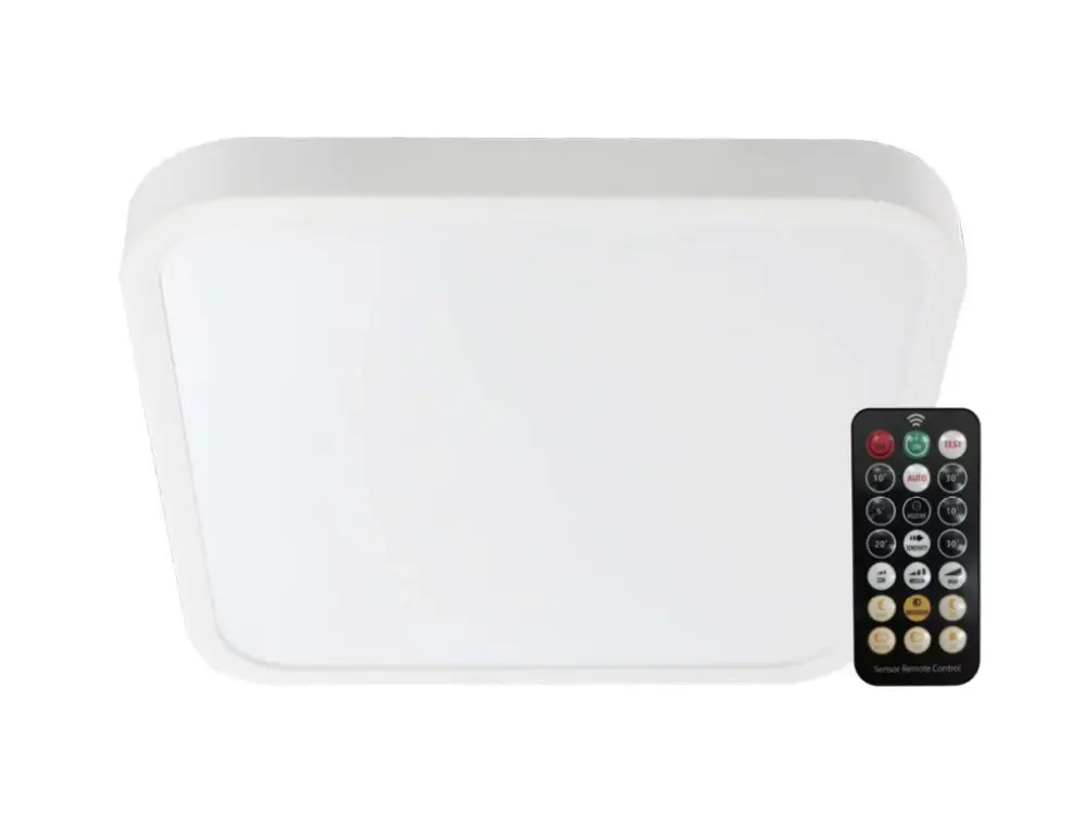 Fehér falon kívüli LED lámpa Plano négyzet alakú 295x295mm 18W IP44 Premium MW mozgásérzékelővel és távirányítóval Népszerű