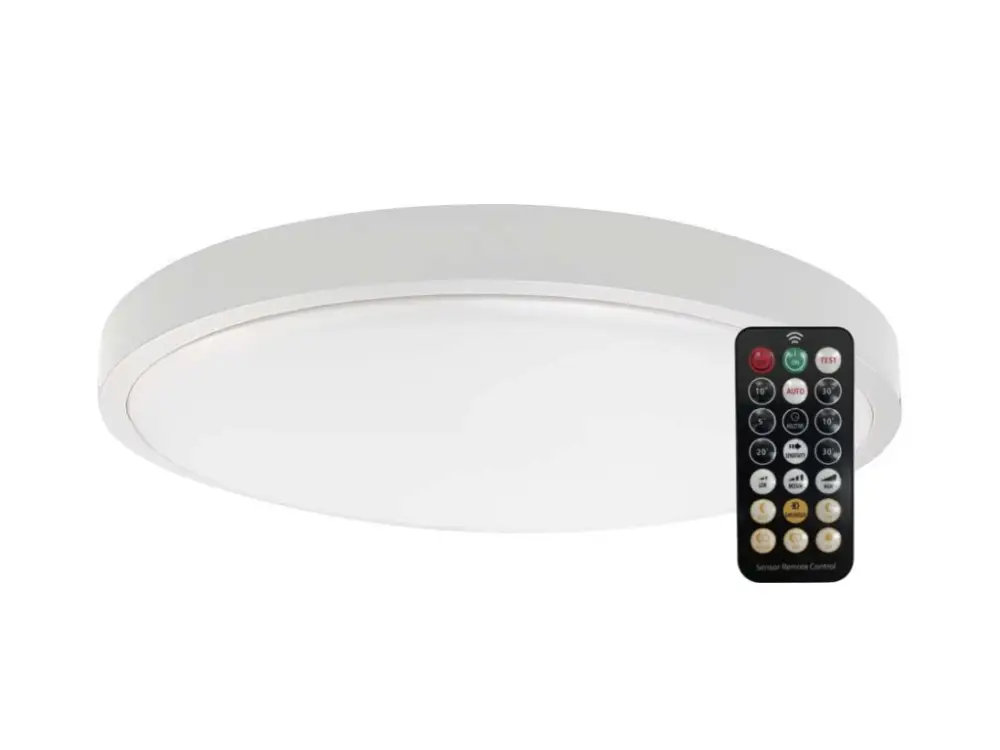Fehér mennyezeti LED lámpa Plano kerek 295mm 18W IP44 Premium MW mozgásérzékelővel és távirányítóval Outlet