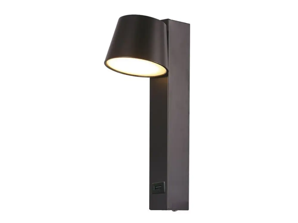 Fekete LED kúpos fali lámpa USB porttal 8W Újdonság