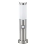 Biztonságos vásárlás Krómozott kerti oszlop mozgásérzékelővel Inox zseblámpa E27 izzóhoz 45cm