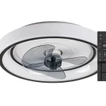 Fekete LED mennyezeti lámpa ventilátorral Horacio 470mm 67W CCT távirányítóval Szuper akció