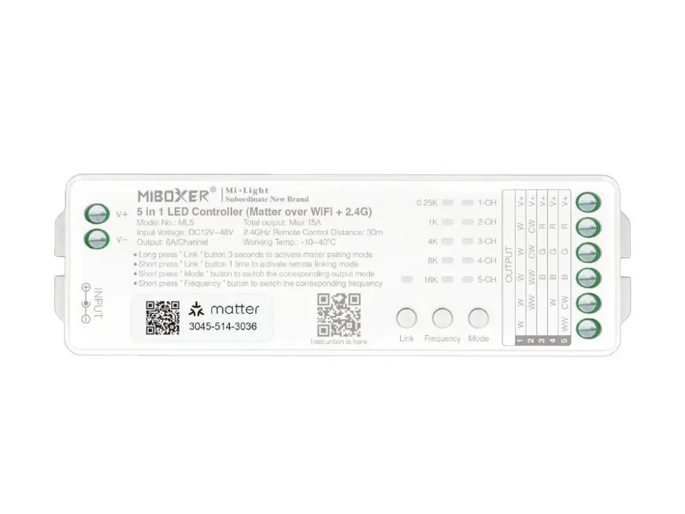 Gyors szállítás Mi-Light MiBoxer WIFI+RF Matter Vevő 15A 5 az 1-ben LED szalagokhoz