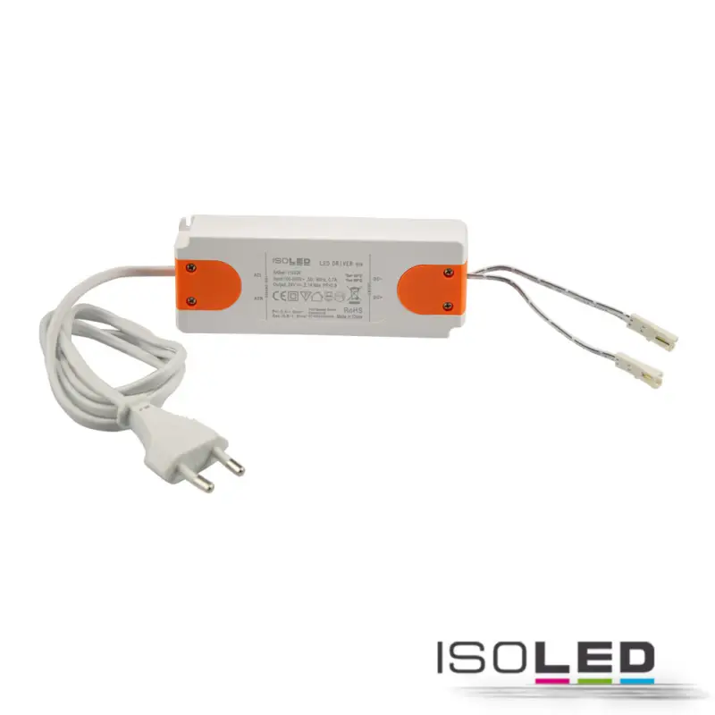 LED-es transzformátor MiniAMP 24V/DC, 0-50W, 120cm kábel lapos csatlakozóval, másodlagos 2 aljzat Kiárusítás