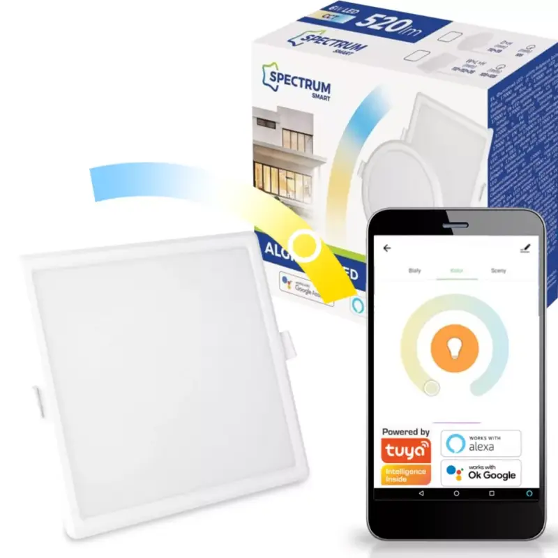 Négyzet alakú LED panel süllyesztett 6W CCT ALGINE SPECTRUM Smart TUYA WiFi szabályozható Biztonságos vásárlás