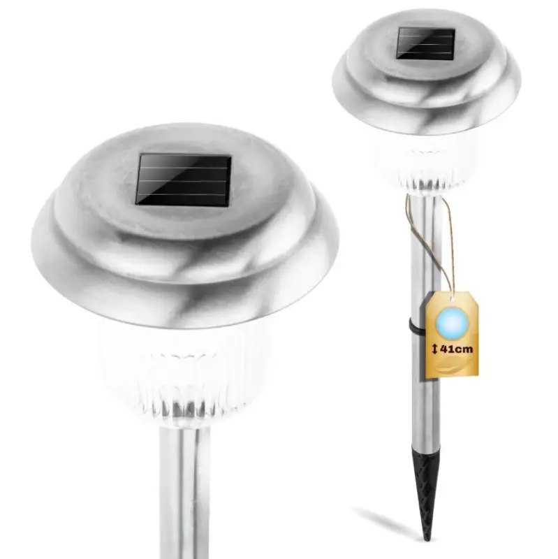 LED SOLAR kerti lámpa, króm, 6000K, hideg fehér, 41cm Olcsó