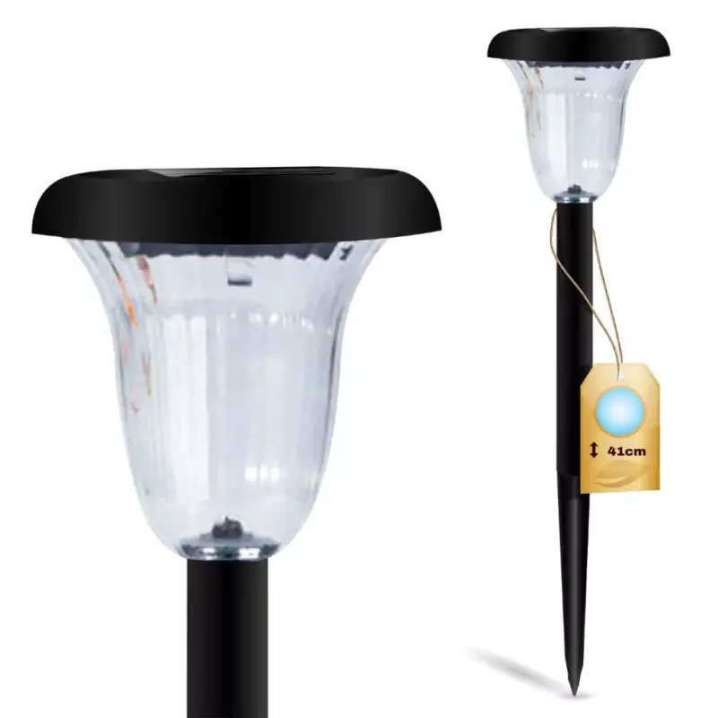 LED SOLAR kerti lámpa, fekete, beépített, 6000K, hideg fehér, 41cm Csak ma