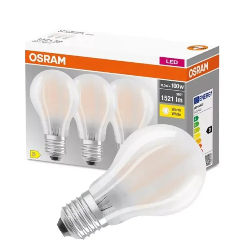 3db LED izzó E27 A60 11W = 100W 1521lm 2700K300° izzószál OSRAM Kedvezmény