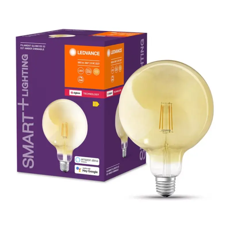 Biztonságos fizetés E27 G125 LED izzó 6W 680lm 2400K melegszálas LEDVANCE SMART+ ZigBee szabályozható