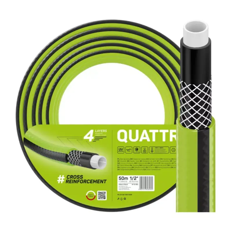 Kerti víztömlő 4 rétegű fonattal 1/2" 50 m erős QUATTRO CELLFAST Újdonság