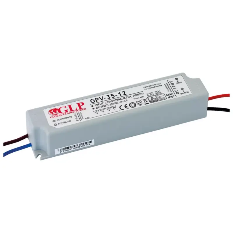 Feszültség LED tápegység 12V 36W 3A GPV-35-12 glp IP67 hermetikus Legkelendőbb