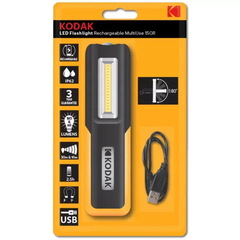 Árcsökkenés Többfunkciós LED zseblámpa, újratölthető USB MULTIUSE 150lm IP62 KODAK zseblámpa