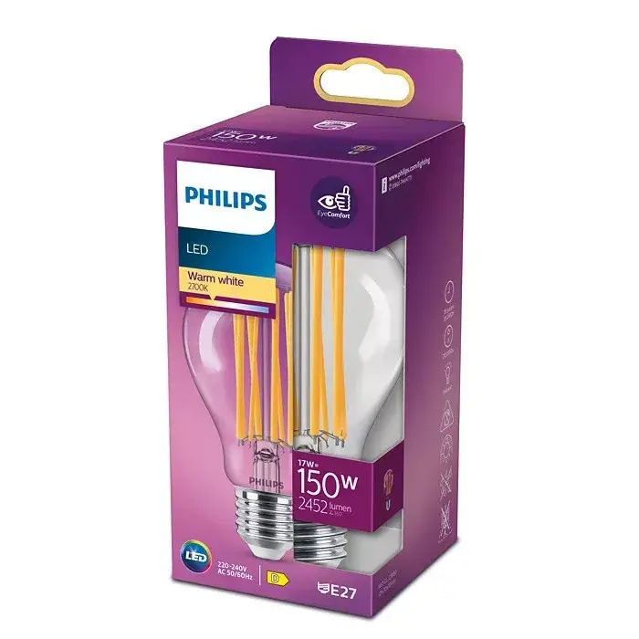 Akció LED izzó E27 A67 17W = 150W 2452lm 2700K meleg izzószál PHILIPS