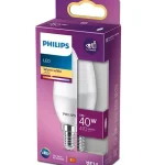 Vásárlói kedvenc LED-es gyertyakörte E14 B35 4.9W = 40W 470lm 2700K meleg matt PHILIPS