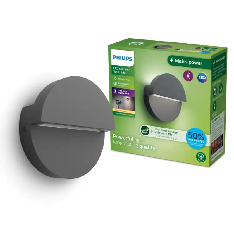 Vásárlói kedvenc Kerti fali lámpa kültéri LED homlokzati lámpa 4.3W 800lm 2700K IP44 Antracit Valor Ultra Hatékony Philips