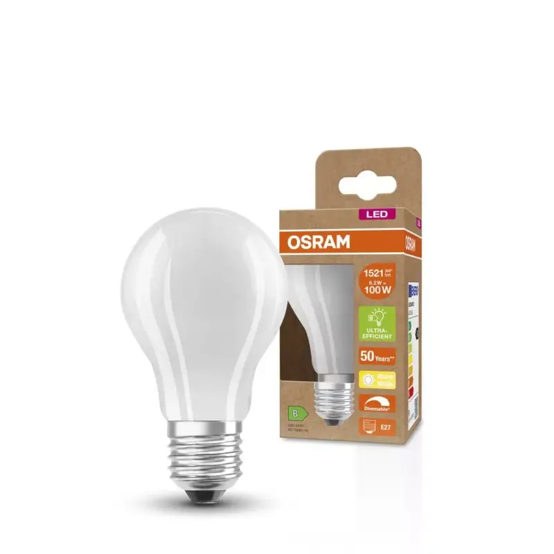 LED izzó A60 E27 8.2W = 100W 2700K 1521lm Meleg 300° Szabályozható CLASSIC Osram Azonnali szállítás