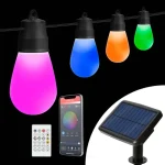 Akciós ár Napelemes Smart szolár fényfüzér - 30db RGBIC LED - 13m - bluetooth 11747