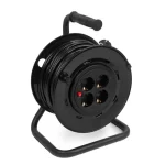 Biztonságos vásárlás Kábeldob fekete fém tartóval 4 dugalj 3x1,5 mm² 1000/3500W 25 m H05VV-F 3G1.5 IP20