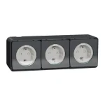 Expressz kézbesítés Schneider Electric MUREVA Styl 3x2p+f csatlakozóaljzat biztonsági zsaluval csapófedéllel rugós komplett antracitszürke MUR36038