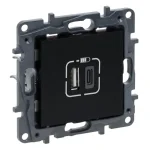 Kedvezményes ár Legrand Niloé Step 2xUSB-A+C töltőaljzat 5V 3A 15W fekete 863540