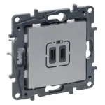 Legjobb ár Legrand Niloé Step 2xUSB-C töltőaljzat 5V 3A 15W alumínium 863339