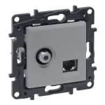 Legrand Niloé Step "F" típusú TV csatlakozóaljzat + RJ45 Cat. 6 UTP aljzat alumínium 863377 Kiárusítás