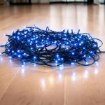 LED kültéri karácsonyi lánc, 300 LED, 14.95m, 3m vezeték, 8 funkció, IP44, kék [X08300612] Szuper akció