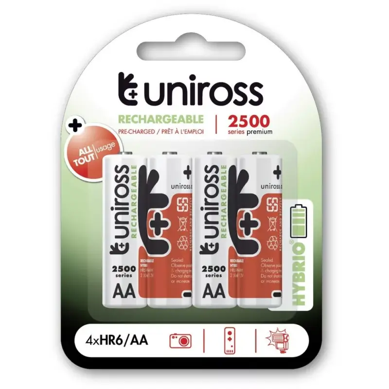 Uniross AA/ceruza 1,2V 2500mAh Ni-MH HYBRIO akkumulátor 4db/csomag Alacsony ár