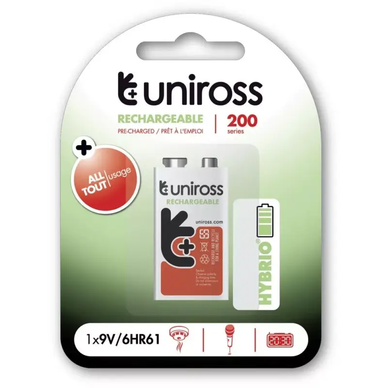 Uniross 9V 200mAh Ni-MH HYBRIO akkumulátor 1db/csomag Kihagyhatatlan ajánlat