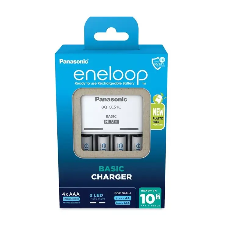 eneloop K-KJ51MCD04E akkumulátor töltő időzítővel 4 db AAA 800mAh akkumulátorral Biztonságos fizetés